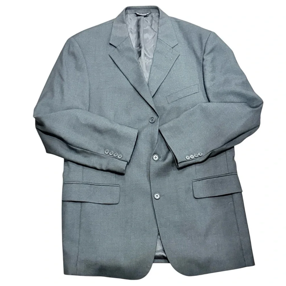 Fumagallis Mens  Three Button Suit Jacket Black 100% Wool Made In Italy  42LN